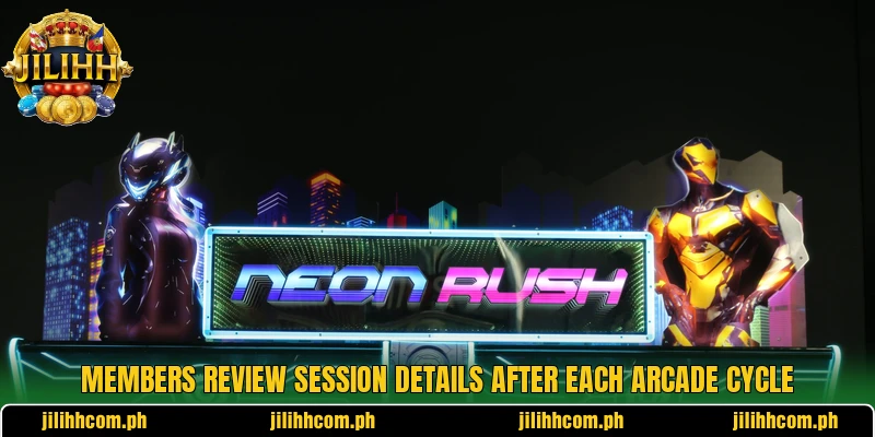 Members review session details after each arcade cycle