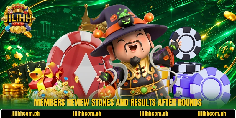 Members review stakes and results after rounds