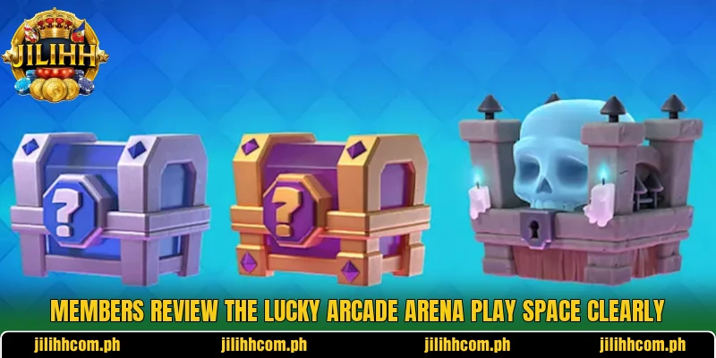 Members review the Lucky Arcade Arena play space clearly Members review the Lucky Arcade Arena play space clearly