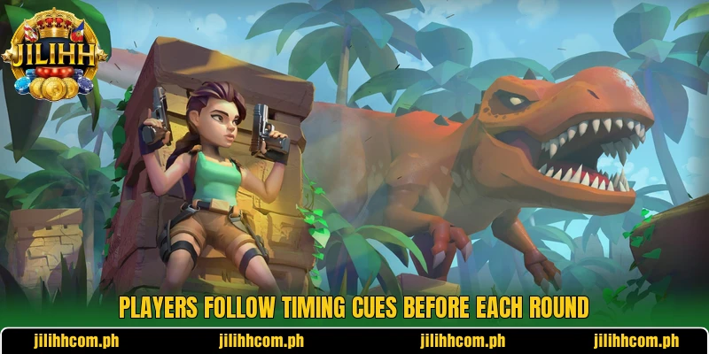 Players follow timing cues before each round Players follow timing cues before each round