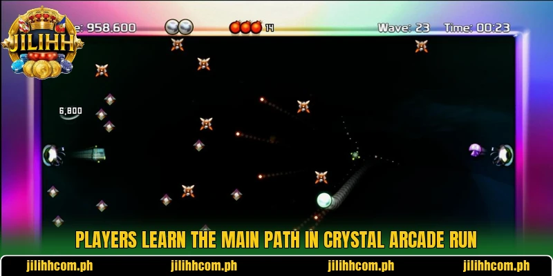 Players learn the main path in Crystal Arcade Run Players learn the main path in Crystal Arcade Run