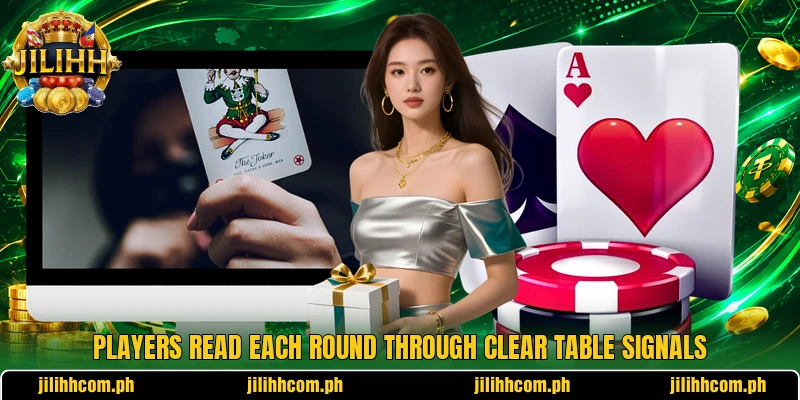 Players read each round through clear table signals