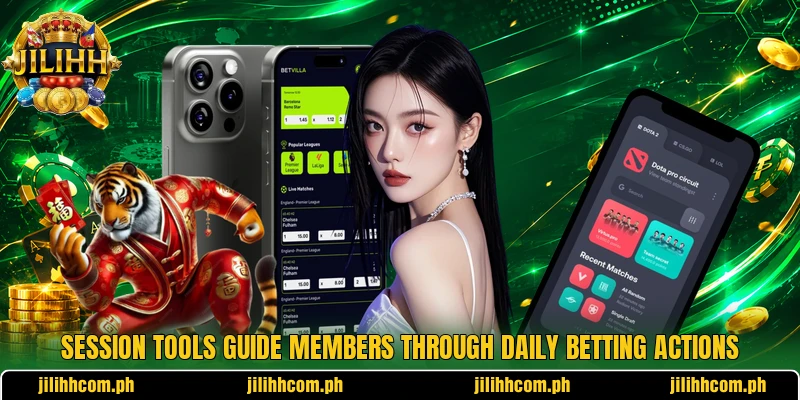 Session tools guide members through daily betting actions